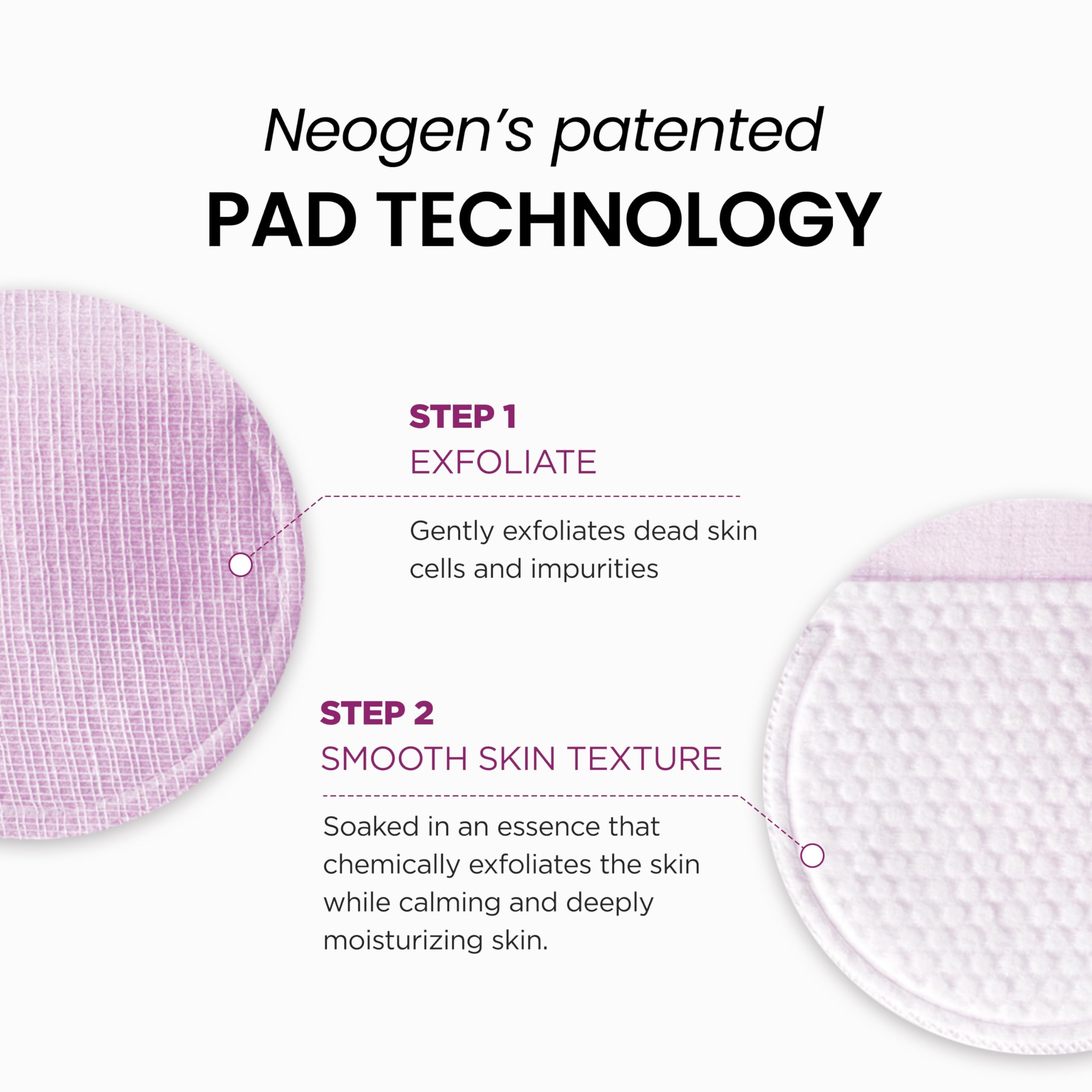 In-use shot suggests a gentle swipe to refine pores.