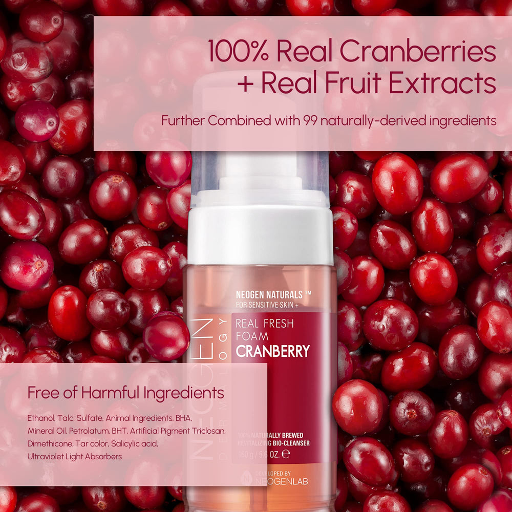 DERMALOGY Real Fresh Foam Cranberry applied to skin demonstrates gentle cleansing experience.