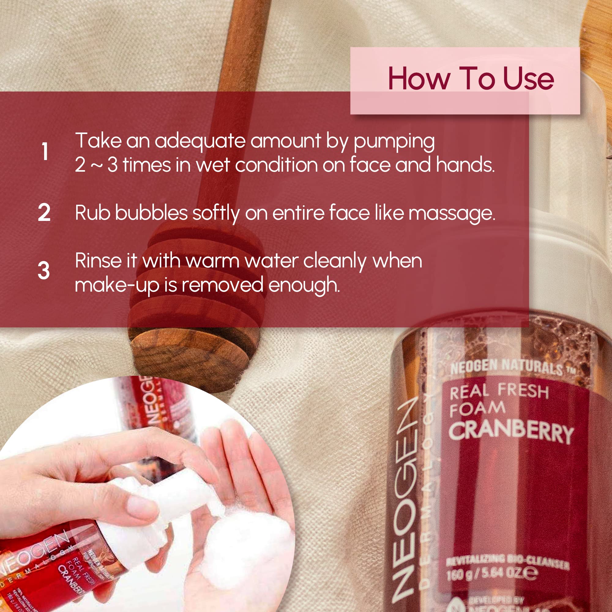 DERMALOGY Real Fresh Foam Cranberry packaging front highlights clean beauty benefits.