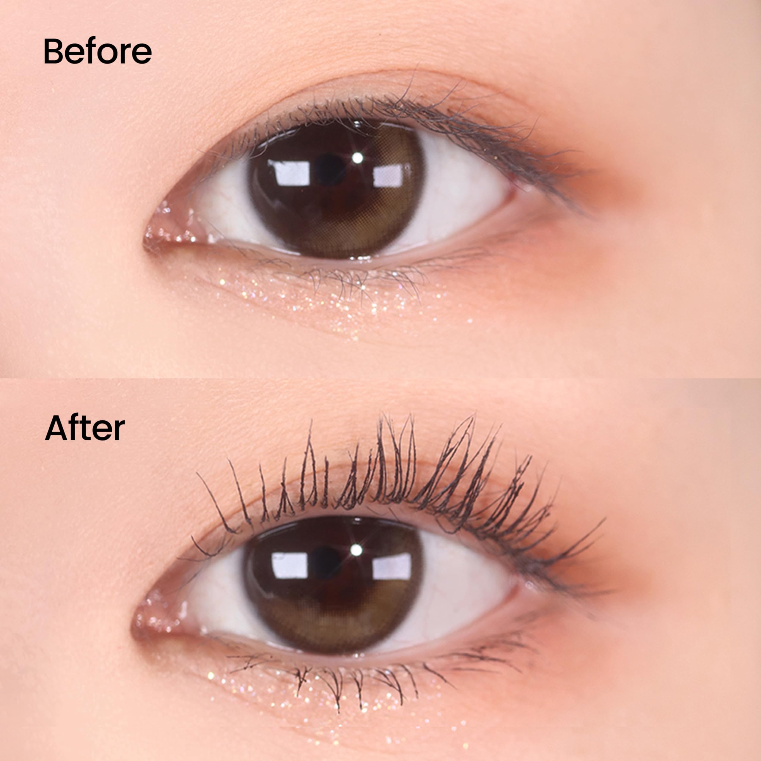 DERMALOGY vegan-certified mascara on clean lashes for sensitive eyes.