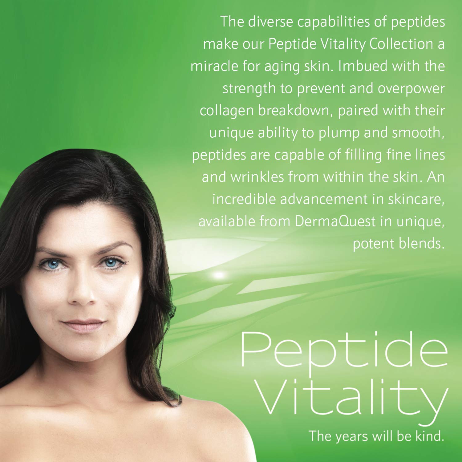 Hands applying DermaQuest Peptide Vitality Cream for easy day and night care.
