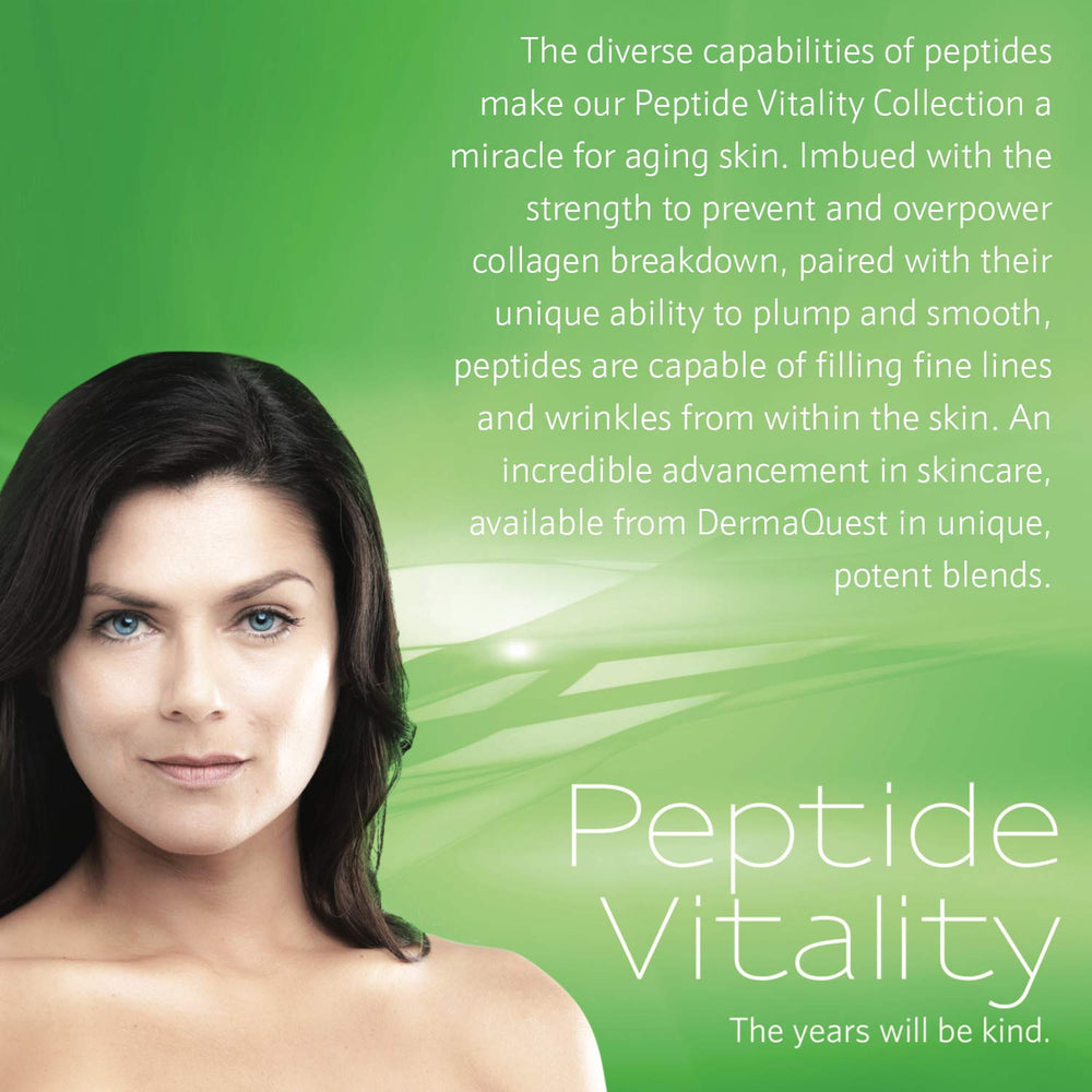 Hands applying DermaQuest Peptide Vitality Cream for easy day and night care.