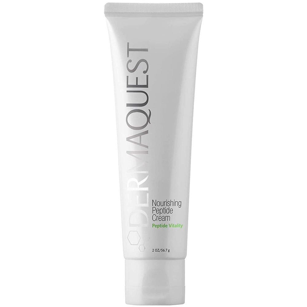 DermaQuest Peptide Vitality Cream jar displaying rich texture for daily hydration and anti-aging support.