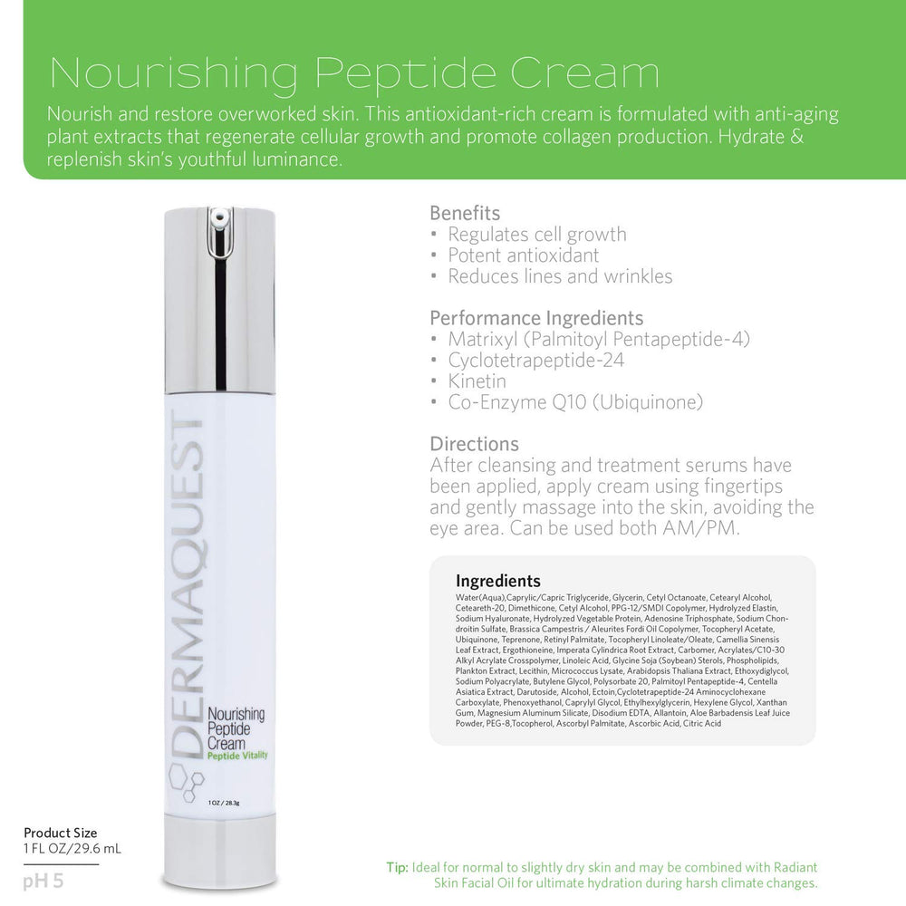 Closeup of the Peptide Vitality Cream texture showing a creamy formula for smooth, hydrated skin.