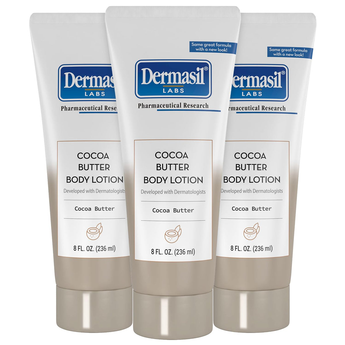 Dermasil cocoa butter lotion 3-pack ready for at home moisture routine