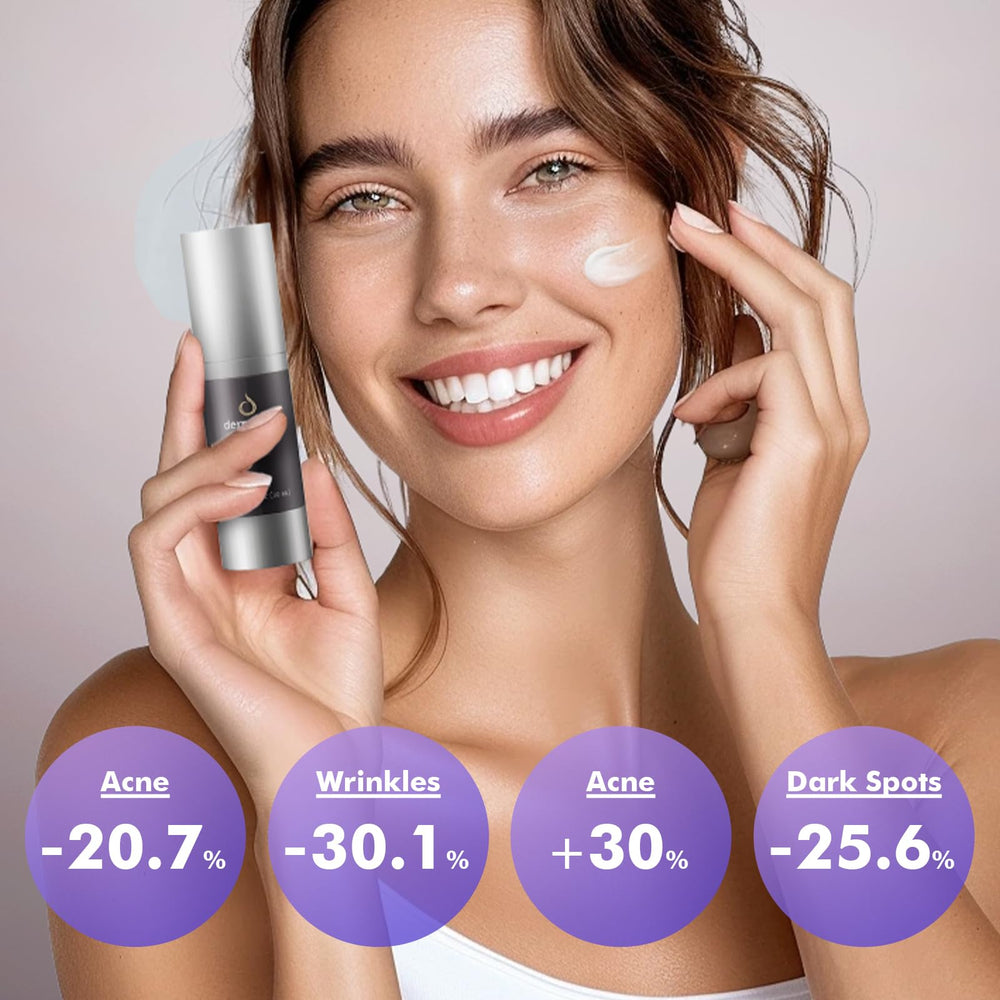 Dermasof ingredient panel features bakuchiol and plant extracts.