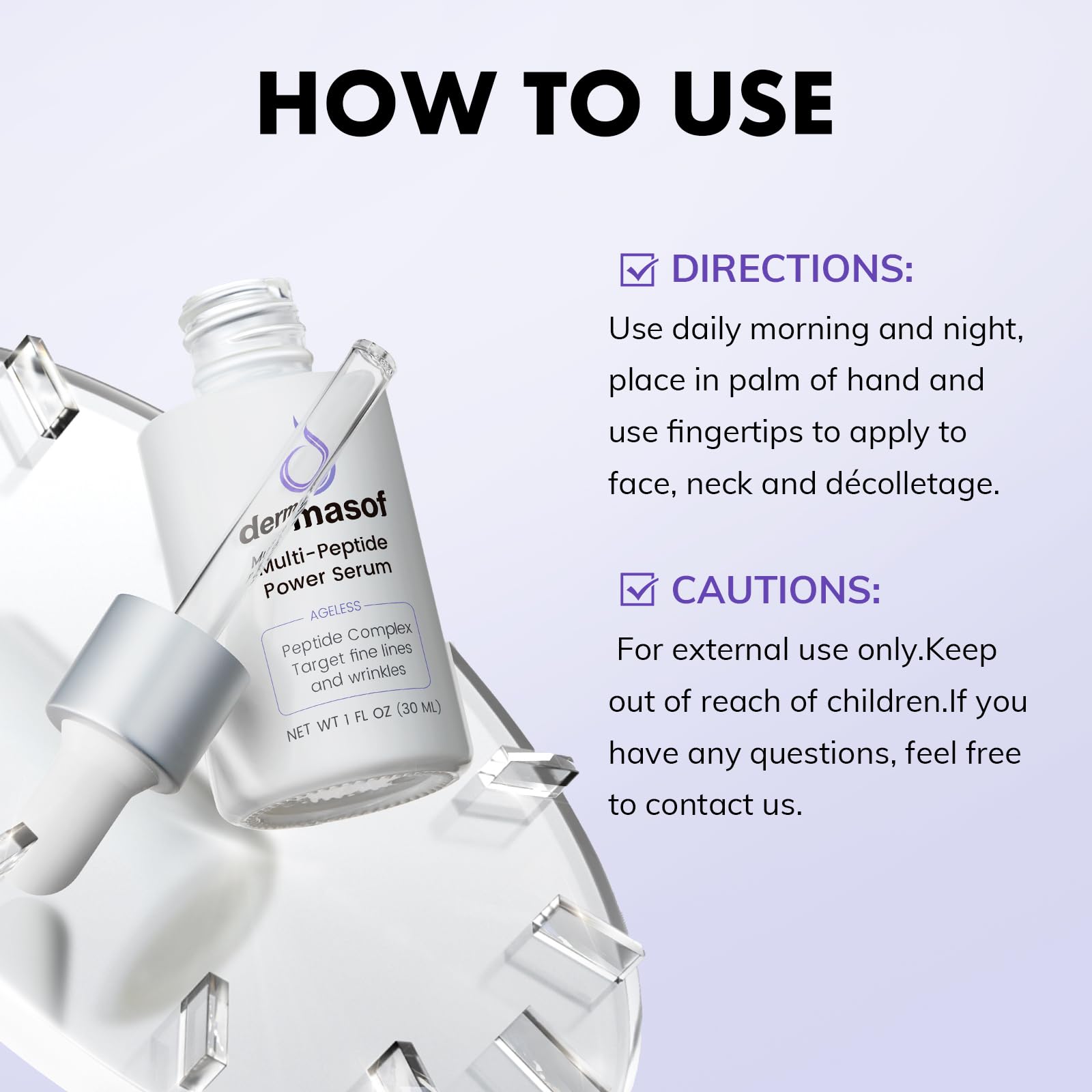 Dermasof Multi Peptide Power Serum bottle promotes radiant, hydrated skin.