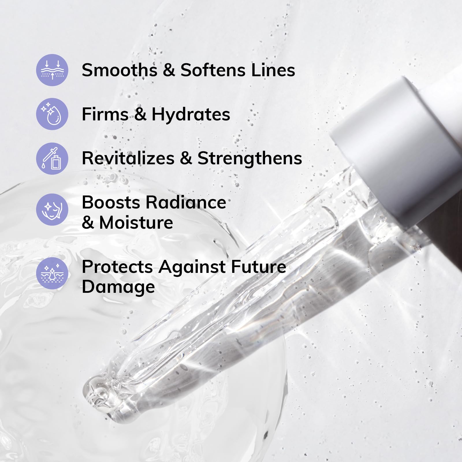 Dermasof Multi Peptide Power Serum texture close-up reveals silky hydration.