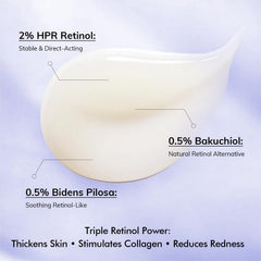 Dermasof Ultimate VA Serum label close-up highlighting three actives.