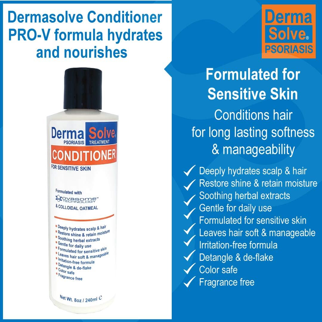 Dermasolve conditioner on hair surface for soft, manageable strands.