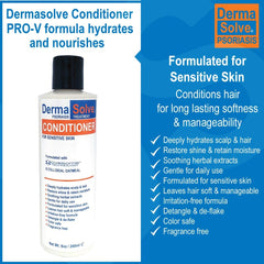 Dermasolve conditioner on hair surface for soft, manageable strands.