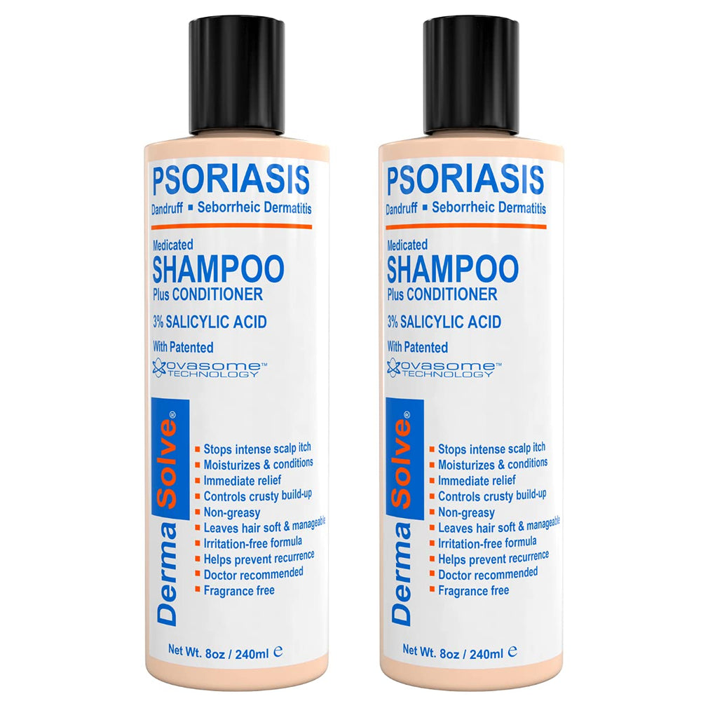 Dermasolve scalp shampoo bottle 8oz shows gentle cleansing for sensitive scalps.