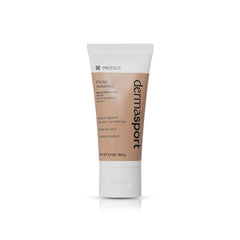 Dermasport SPF 50 sunscreen bottle showing reef-safe, non-greasy protection for athletes.