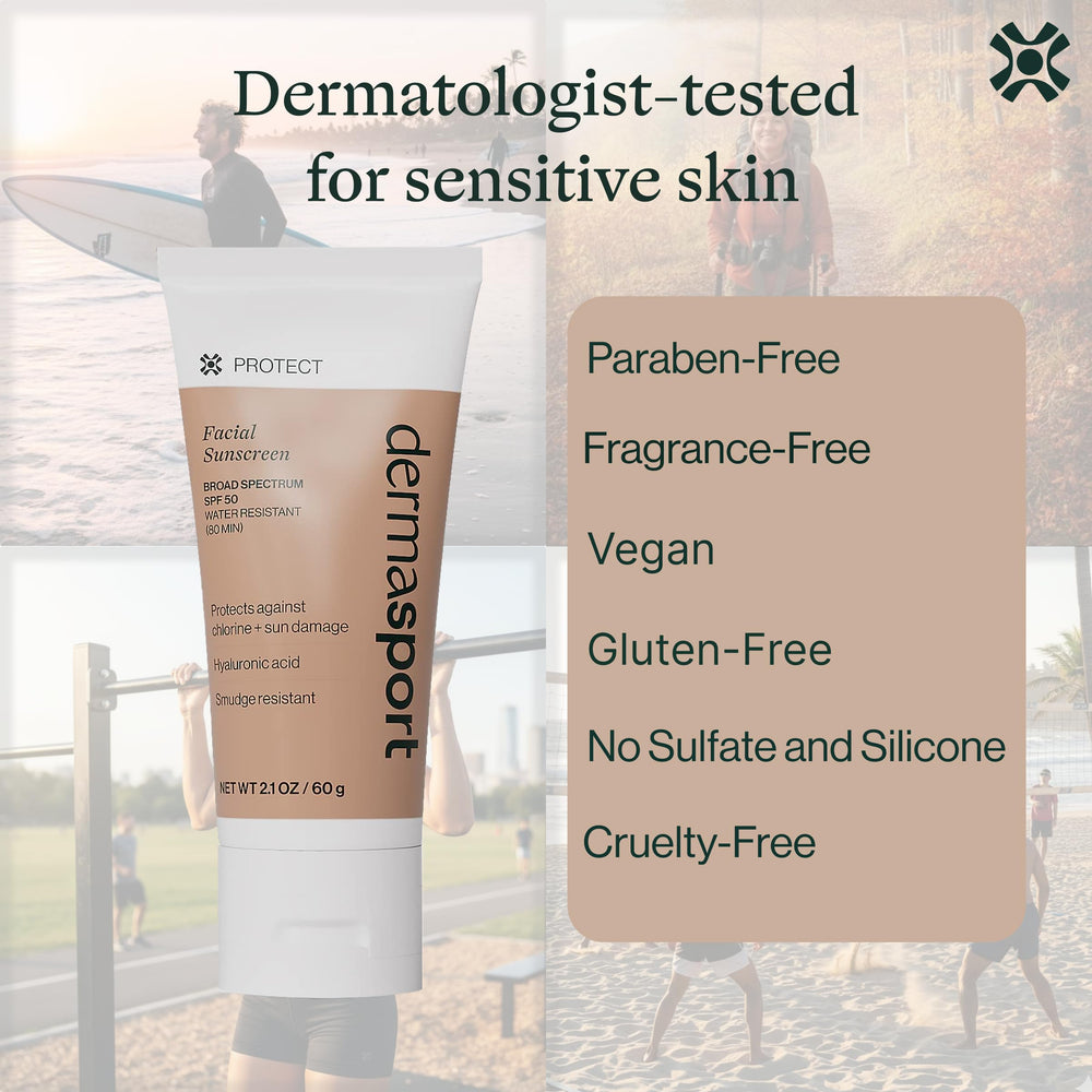 Dermasport SPF 50 texture close-up highlighting a light, hydrating feel.