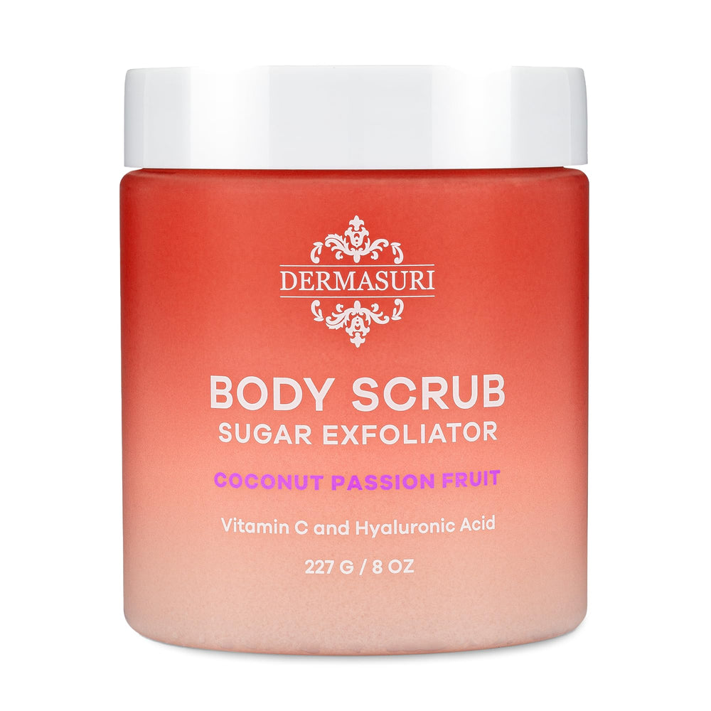 Dermasuri scrub applied to elbows and knees improves skin texture.