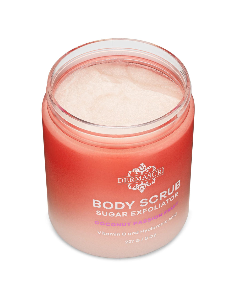 Dermasuri sugar scrub foam during shower massage promotes hydration and softness.