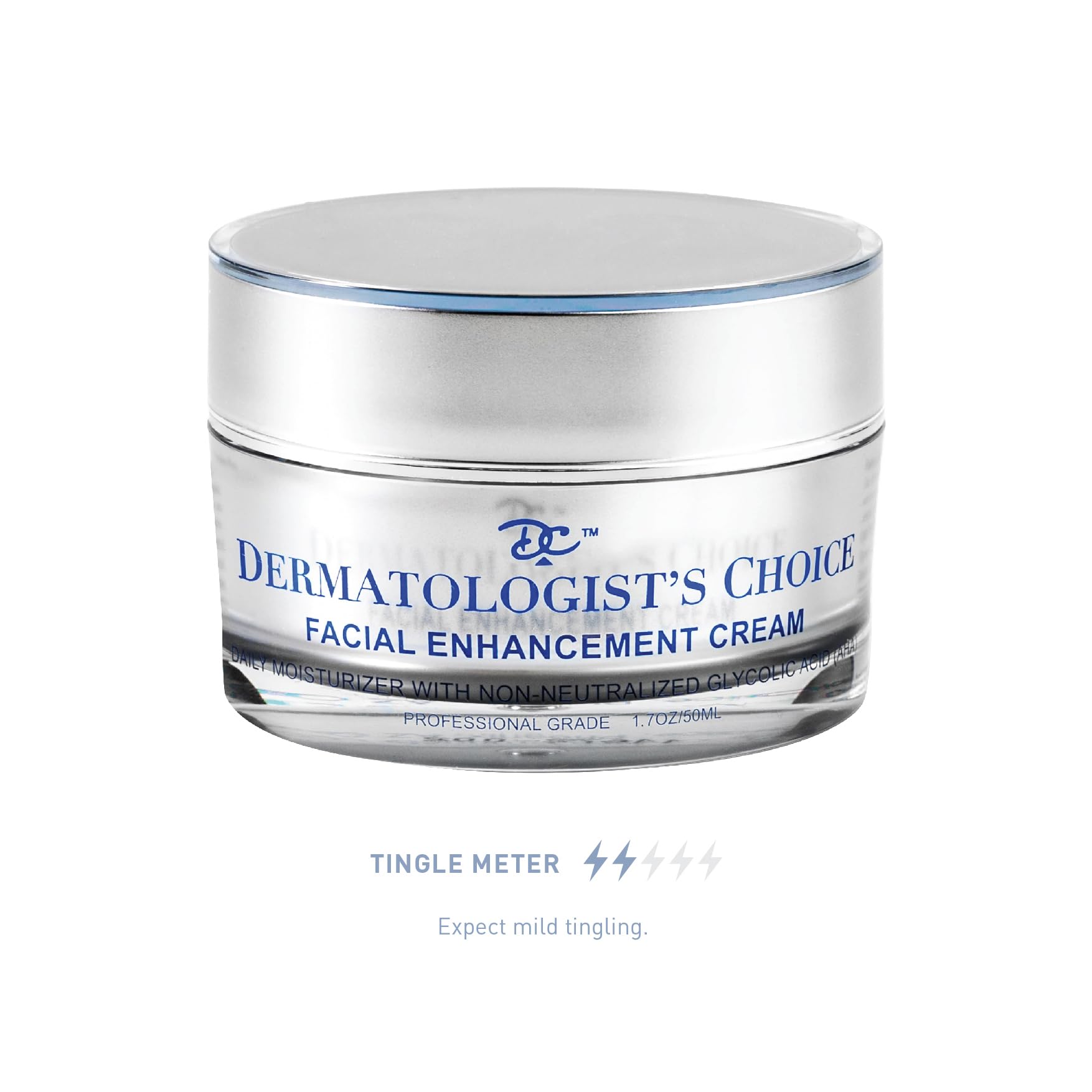 Dermatologist's Choice packaging and premium cream texture close-up.