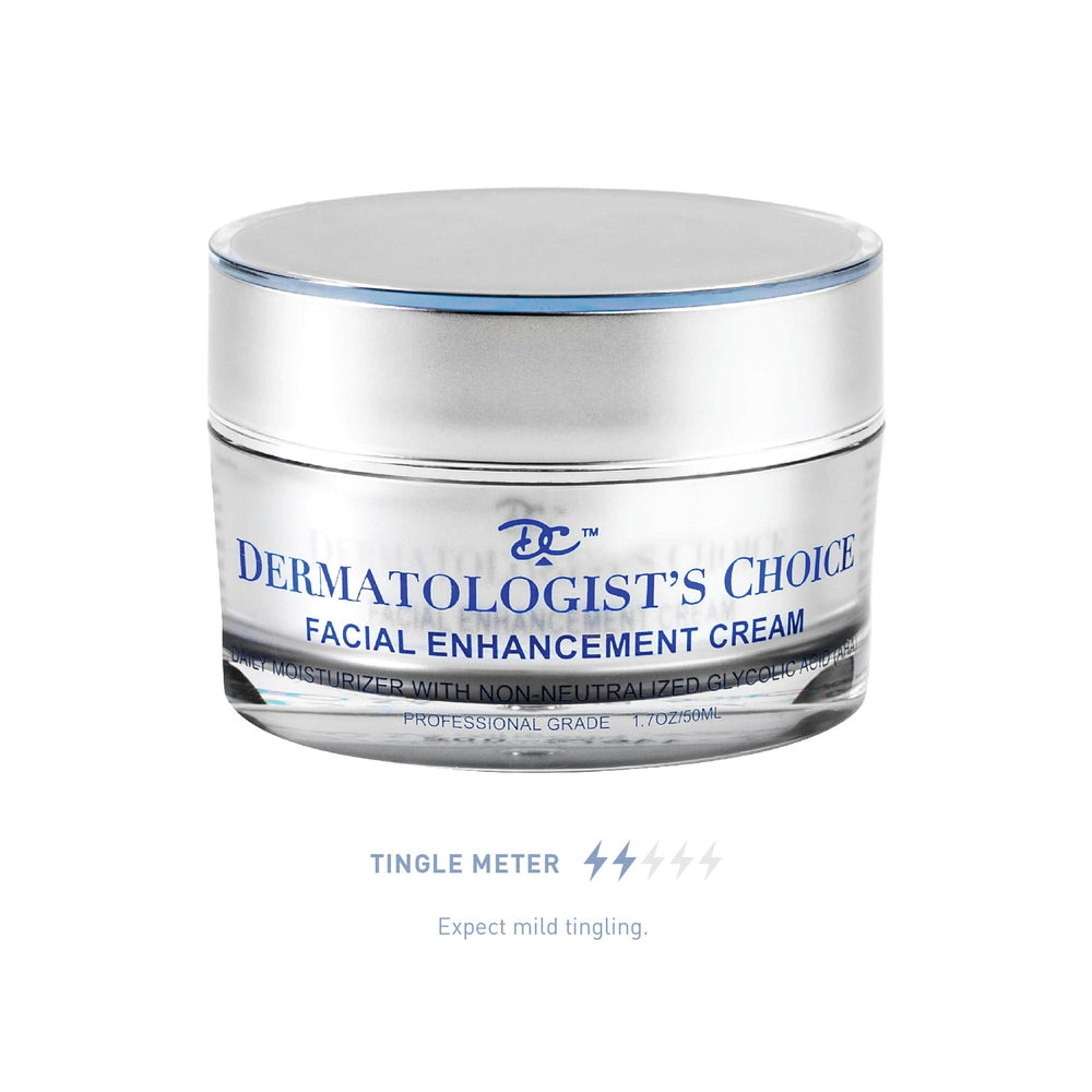 Dermatologist's Choice packaging and premium cream texture close-up.