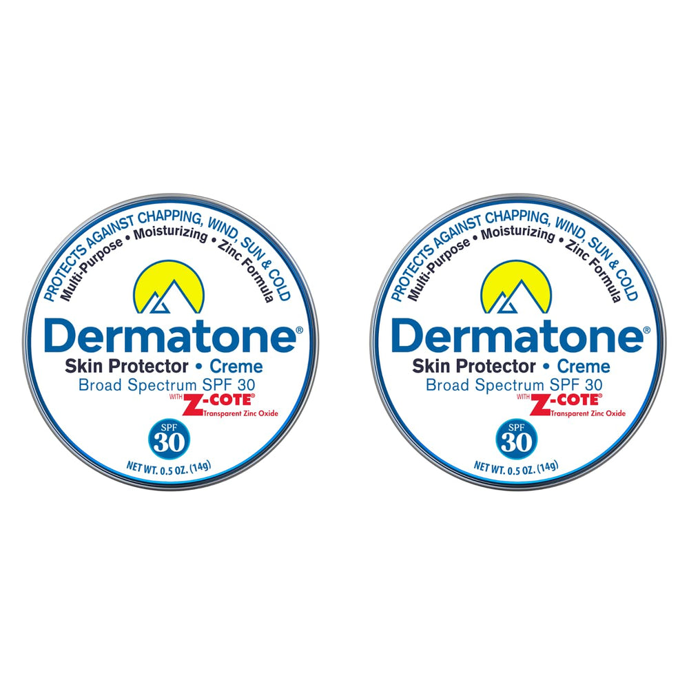 Dermatone Skin Protection Balm SPF 30 tin packaging for travel protection.