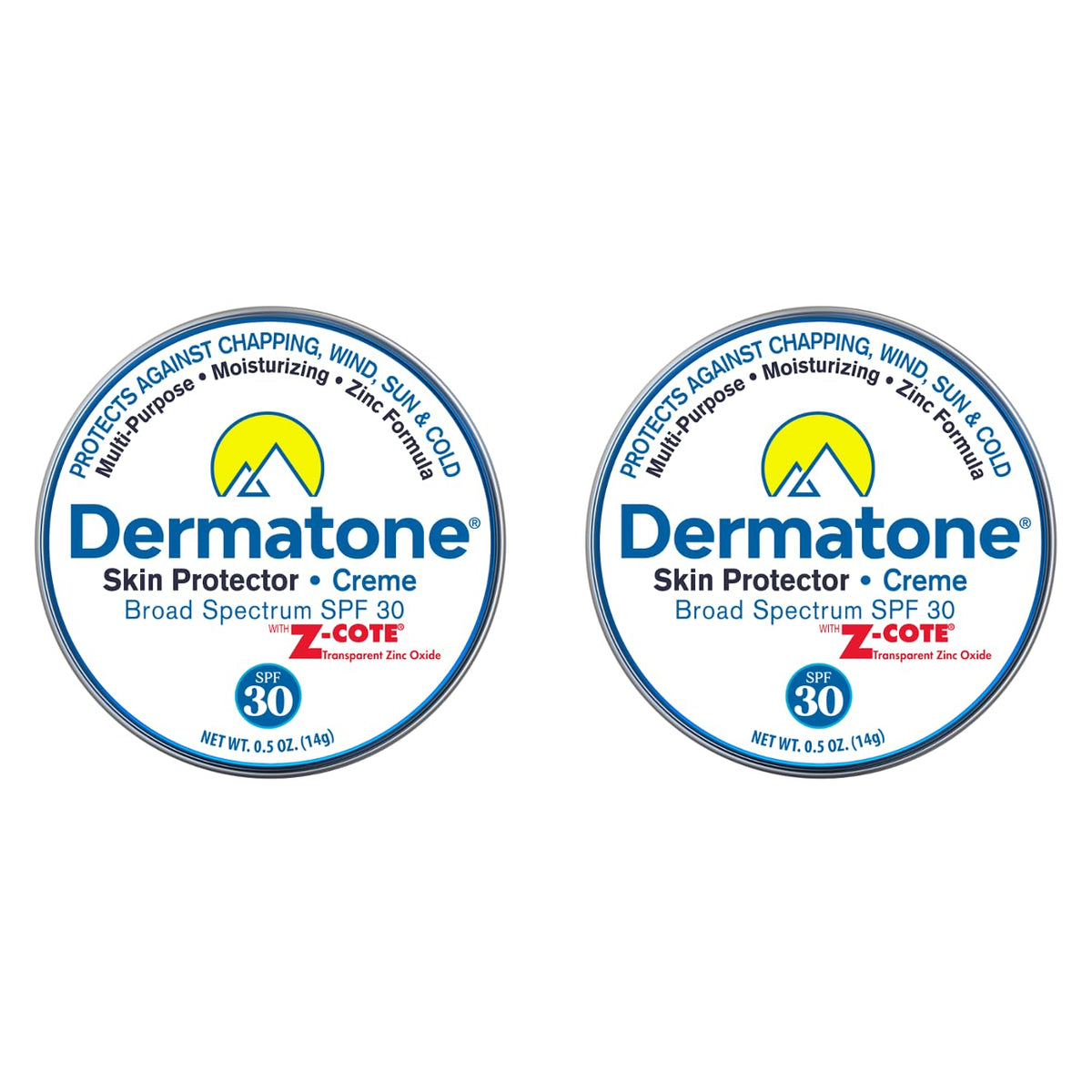 Dermatone Skin Protection Balm SPF 30 tin packaging for travel protection.