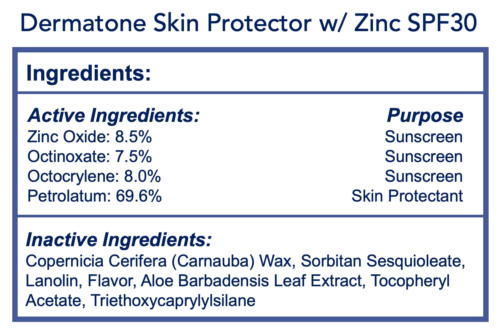 Dermatone zinc oxide closeup shows transparent SPF 30 finish.