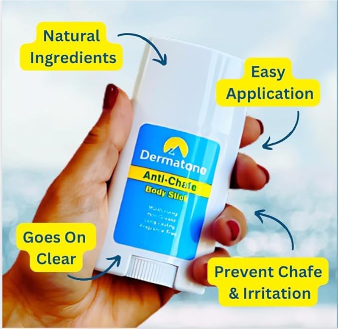 DERMATONE water-resistant balm endures sweat and rain during workouts.