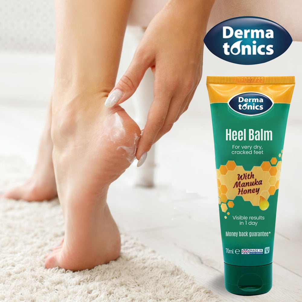 Dermatonics callus-softening cream applied to foot shows softening effect