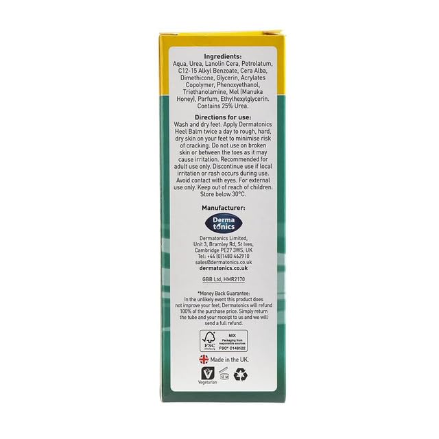 Dermatonics Manuka Honey Heel Cream 3-pack on display for home use.