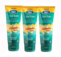 Dermatonics Manuka Honey Heel Cream bottle for quick foot hydration.