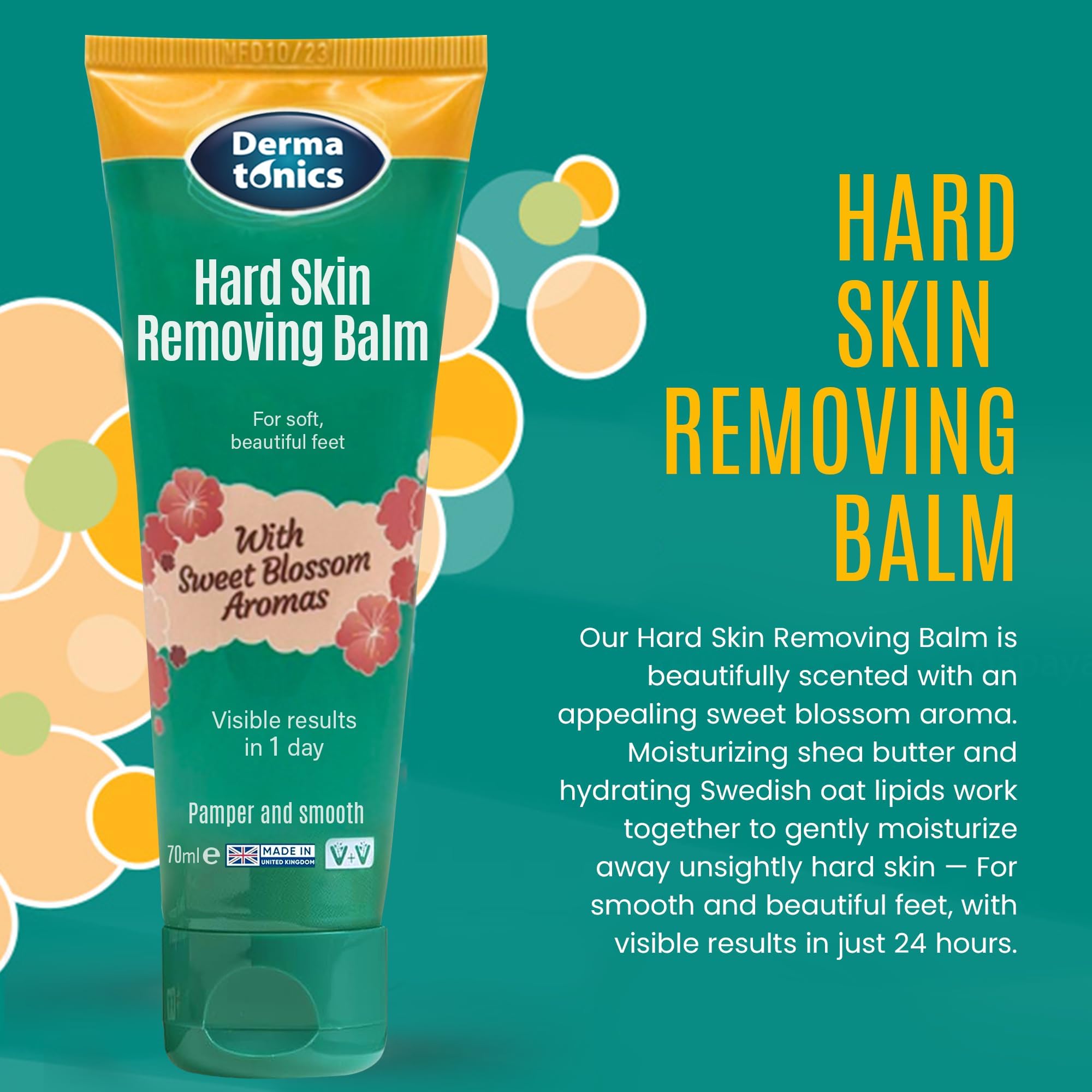 Dermatonics softening formula with shea butter hydrates and nourishes dry areas.