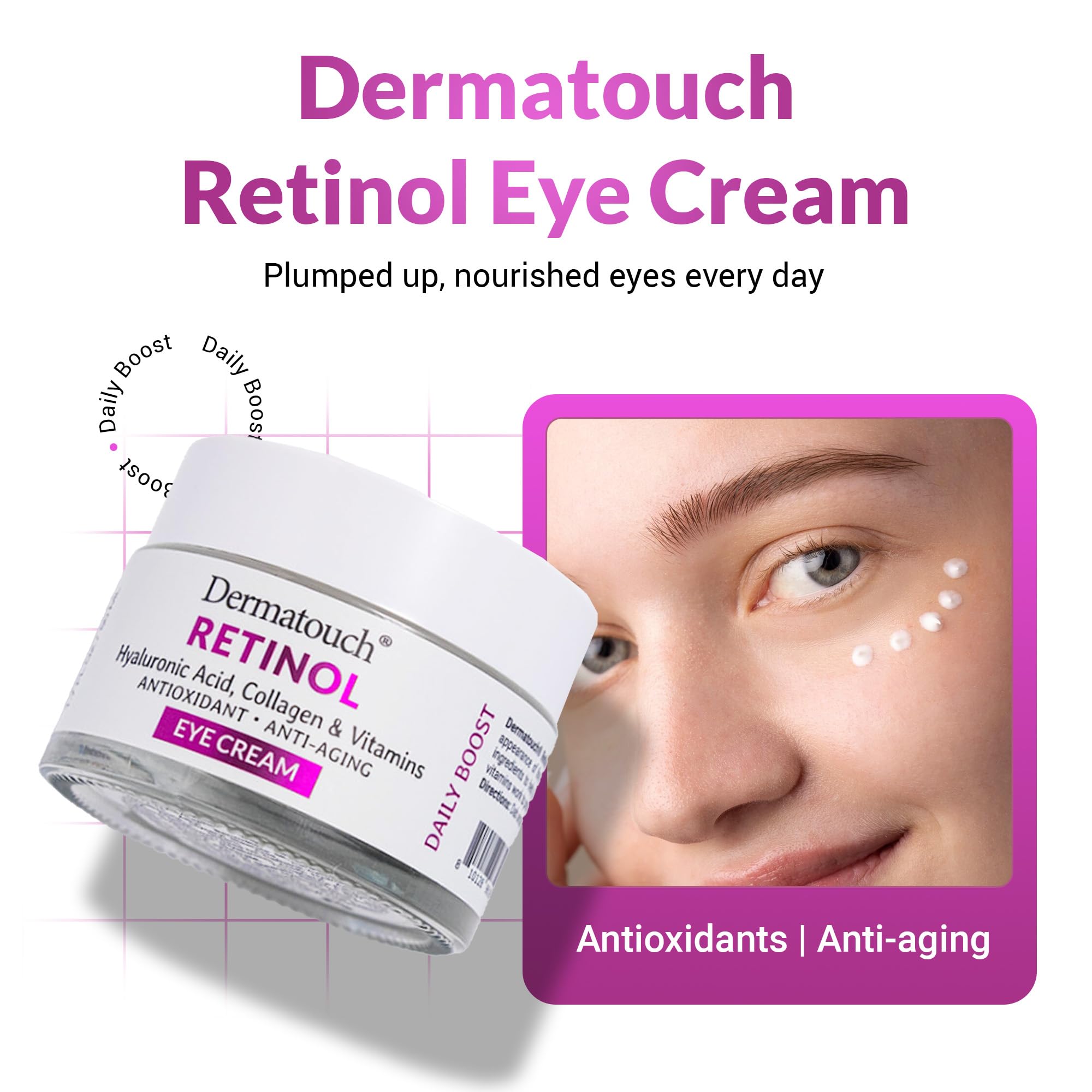 DERMATOUCH Apricot and rosemary antioxidants shown as part of the formula.