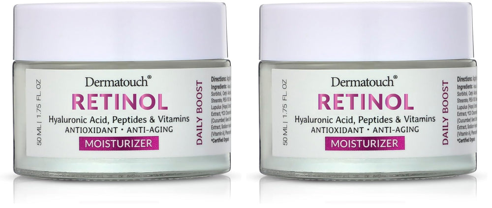 DERMATOUCH Retinol Face Moisturizer bottle pump for smooth, hydrated skin.