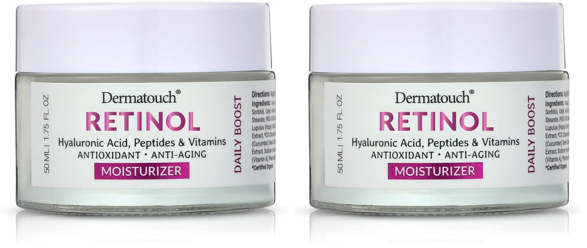 DERMATOUCH Retinol Face Moisturizer bottle pump for smooth, hydrated skin.
