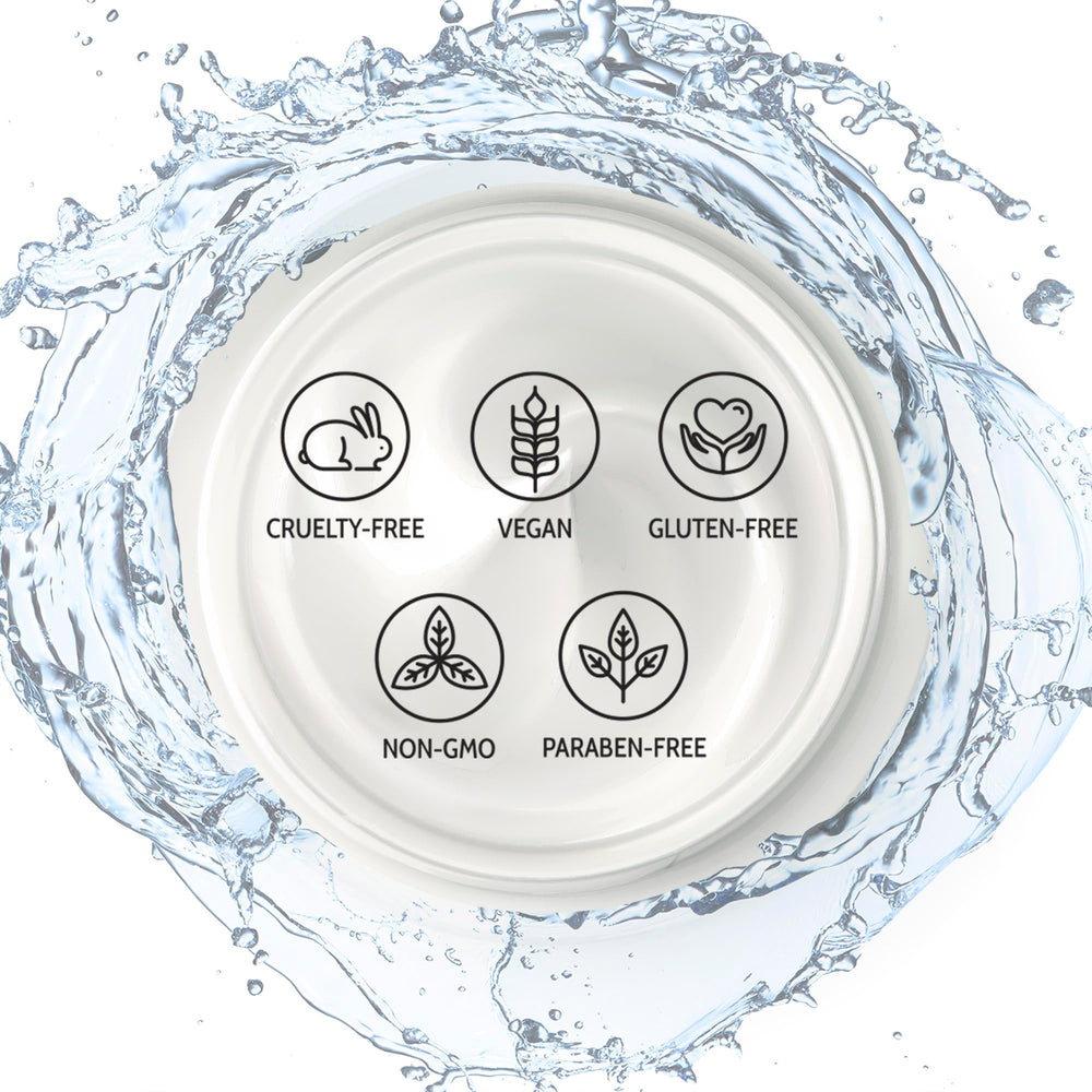 DERMATOUCH Retinol Face Moisturizer ingredient panel with hyaluronic acid and vitamins for plump skin.