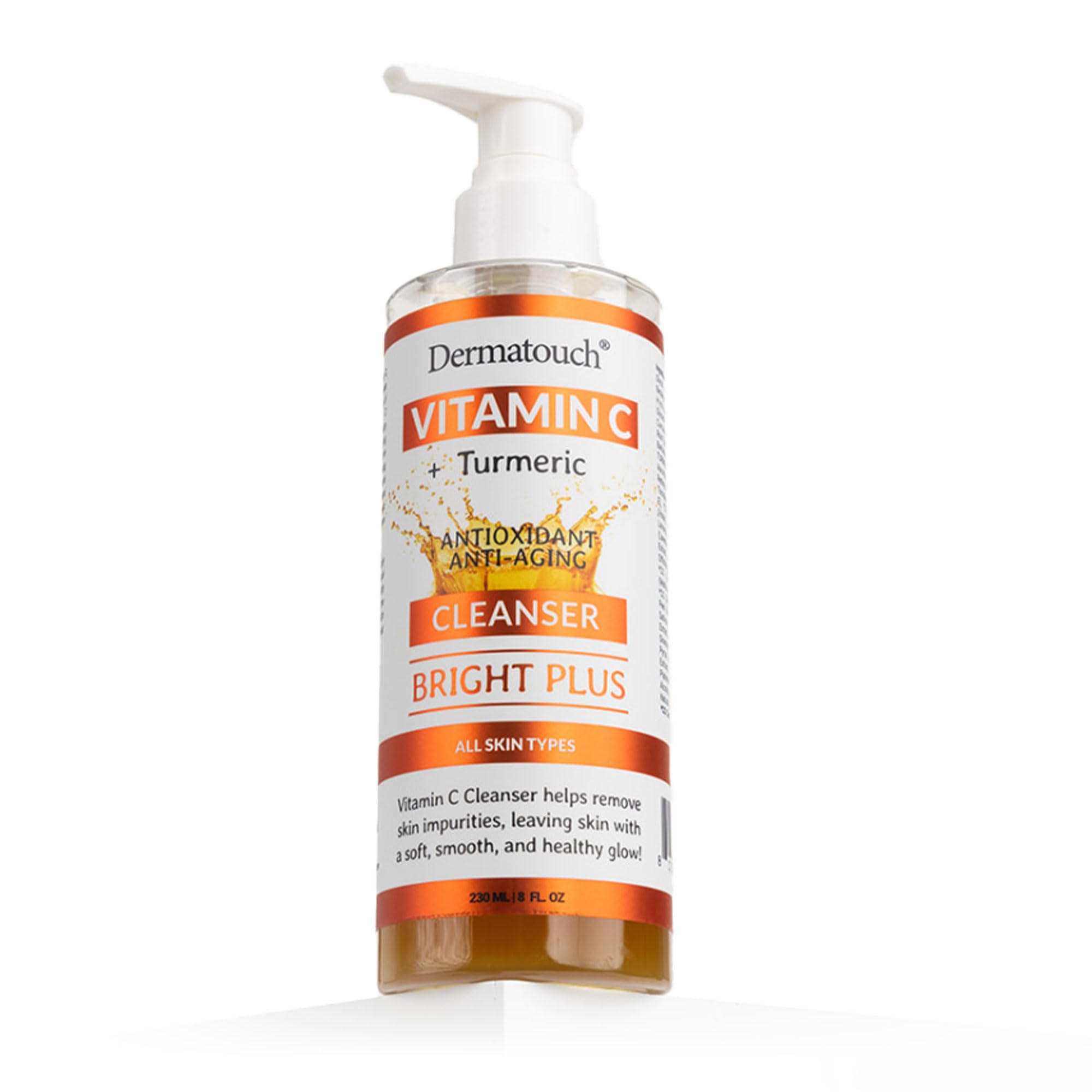 DERMATOUCH Vitamin C Cleanser bottle with turmeric for daily gentle cleansing.