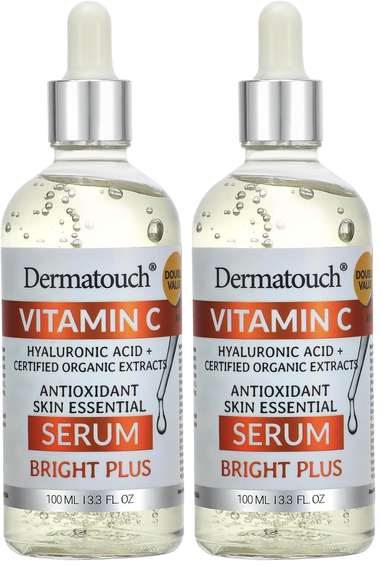 DERMATOUCH Vitamin C Serum bottle pour for brightening and hydrating skin