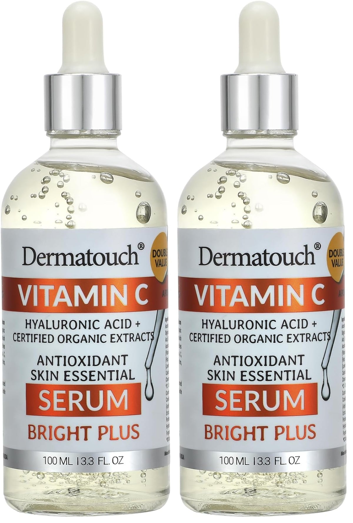 DERMATOUCH Vitamin C Serum bottle pour for brightening and hydrating skin