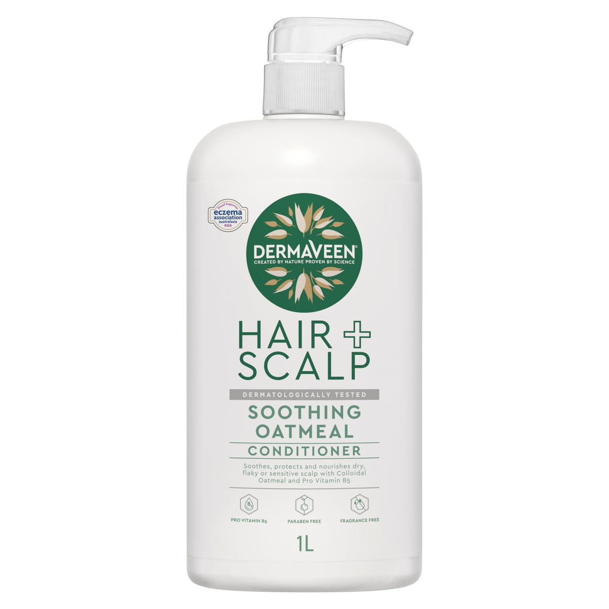 Dermaveen Oatmeal Conditioner bottle front showcases gentle hydration for dry hair.