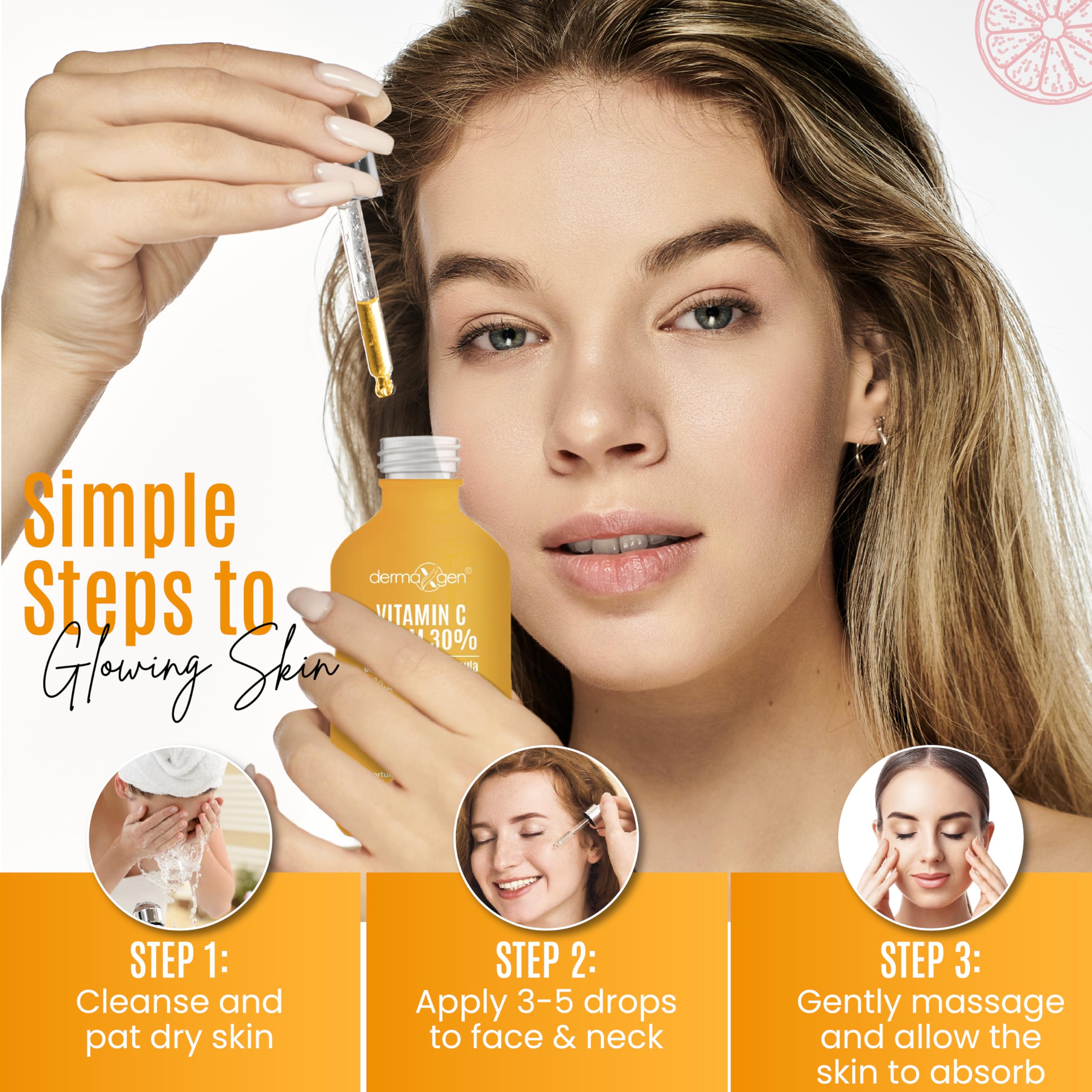 DERMAXGEN Anti-aging serum texture swirl on skin demonstrates quick absorption.
