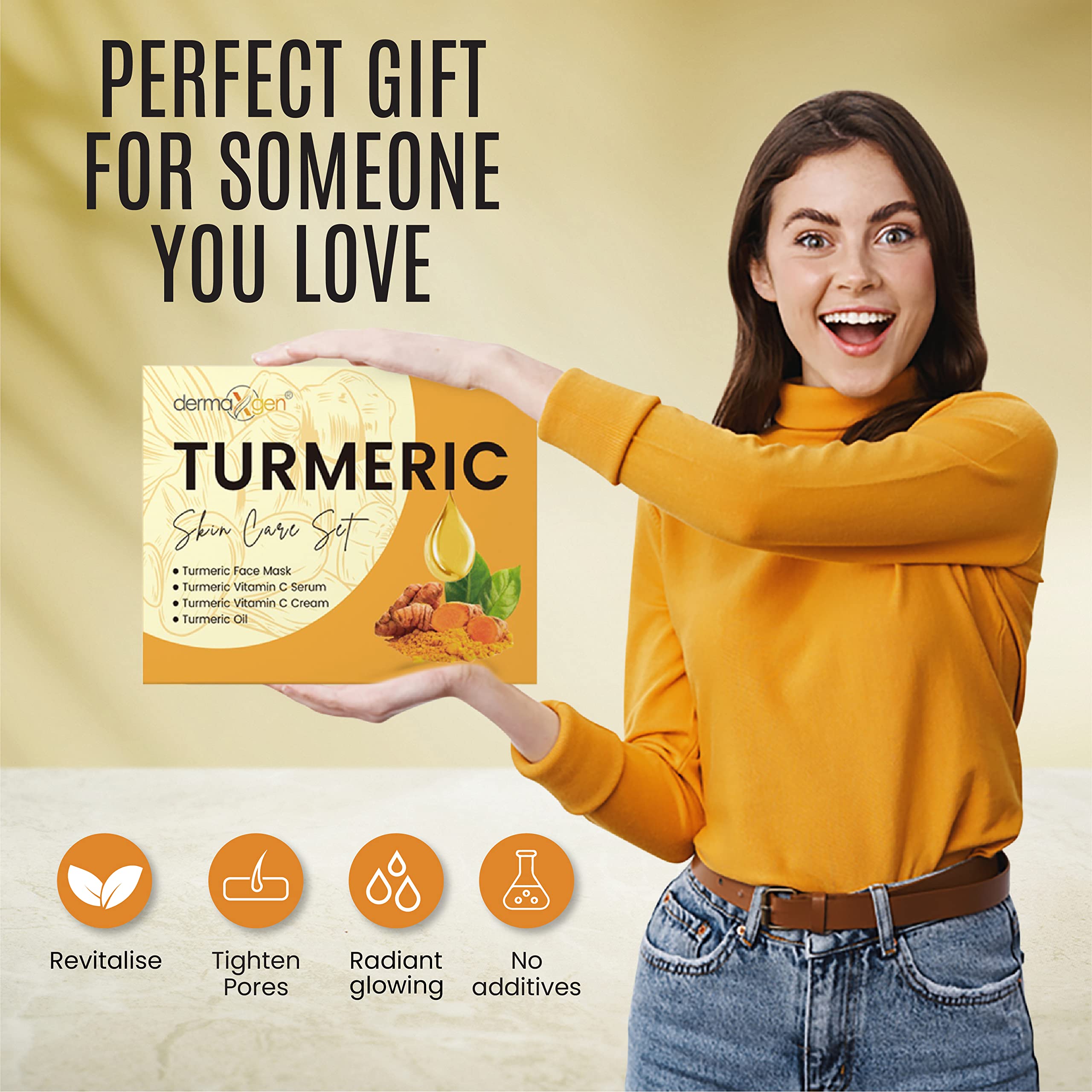 DERMAXGEN Glow set on bathroom shelf for daily skincare routine