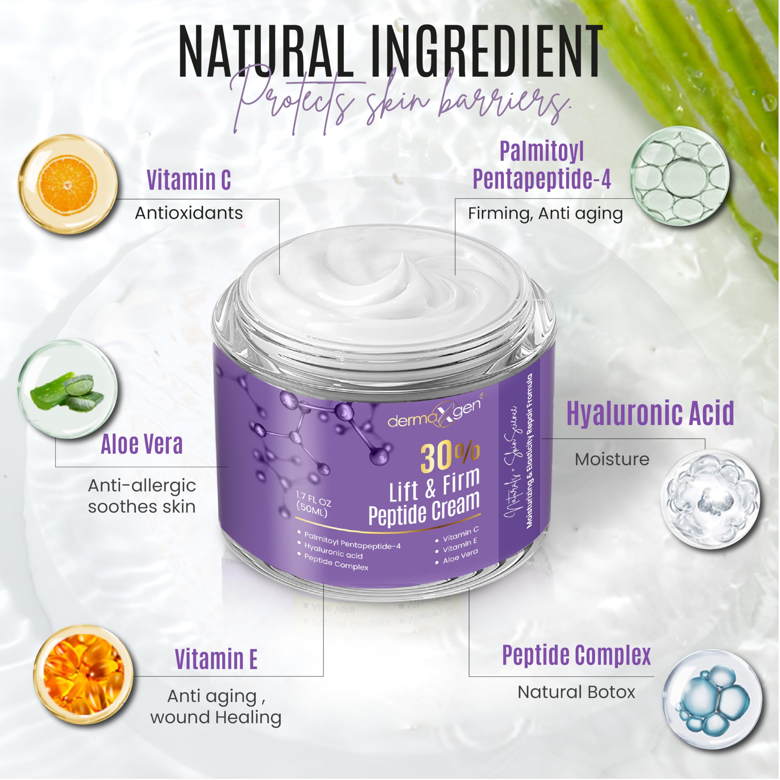 Dermaxgen peptide cream swatch on skin demonstrates smooth texture and fast absorption.