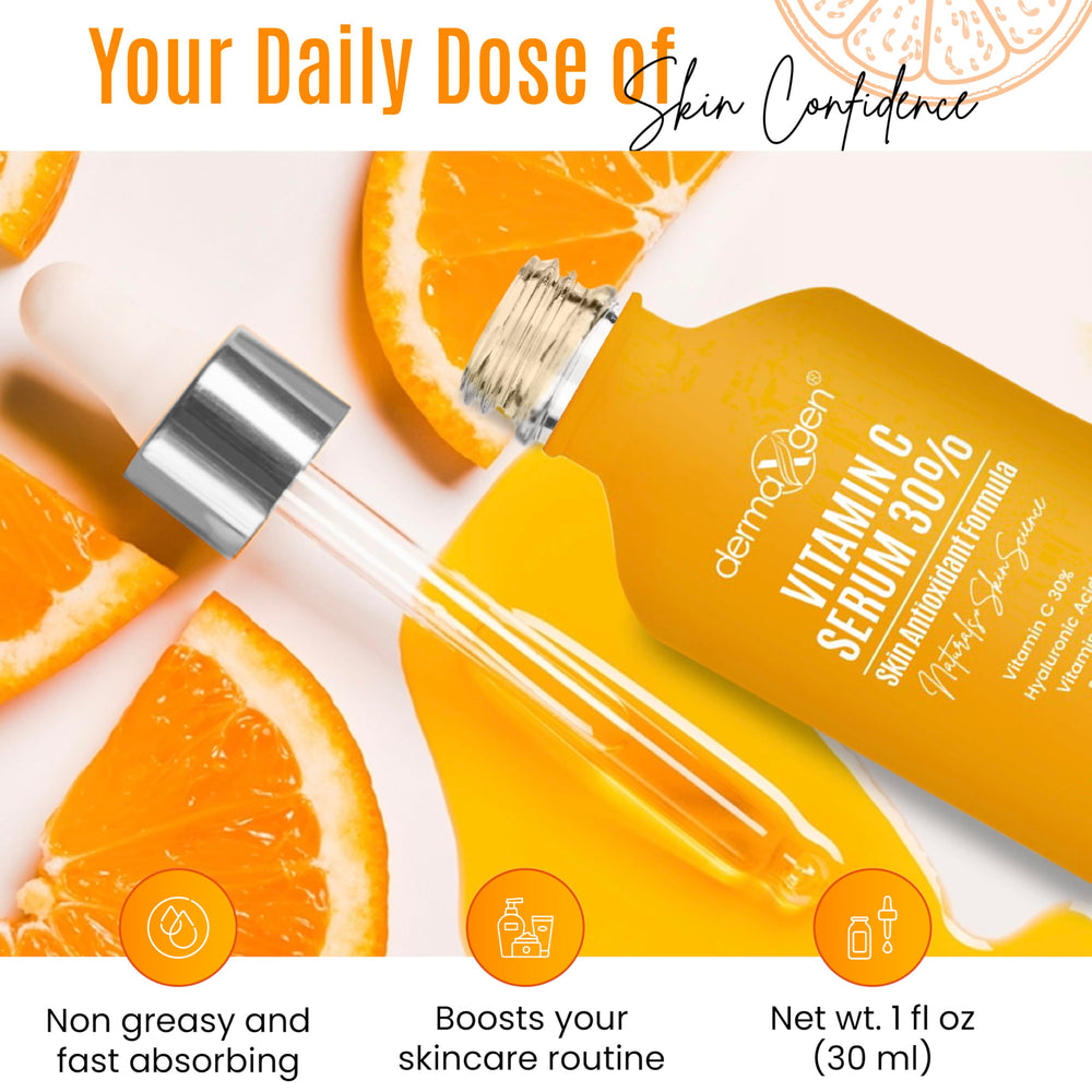 DERMAXGEN Radiant skin effect after cleansing with VC serum close-up.