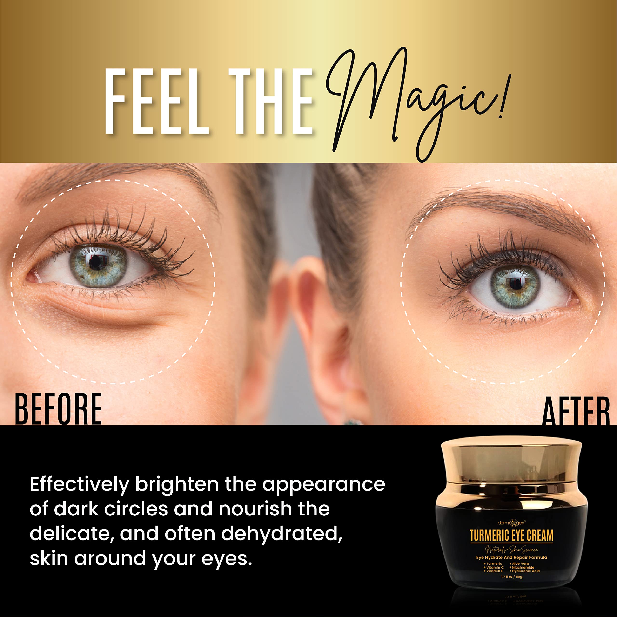DERMAXGEN skin tone evening near eye area with gentle, informative focus