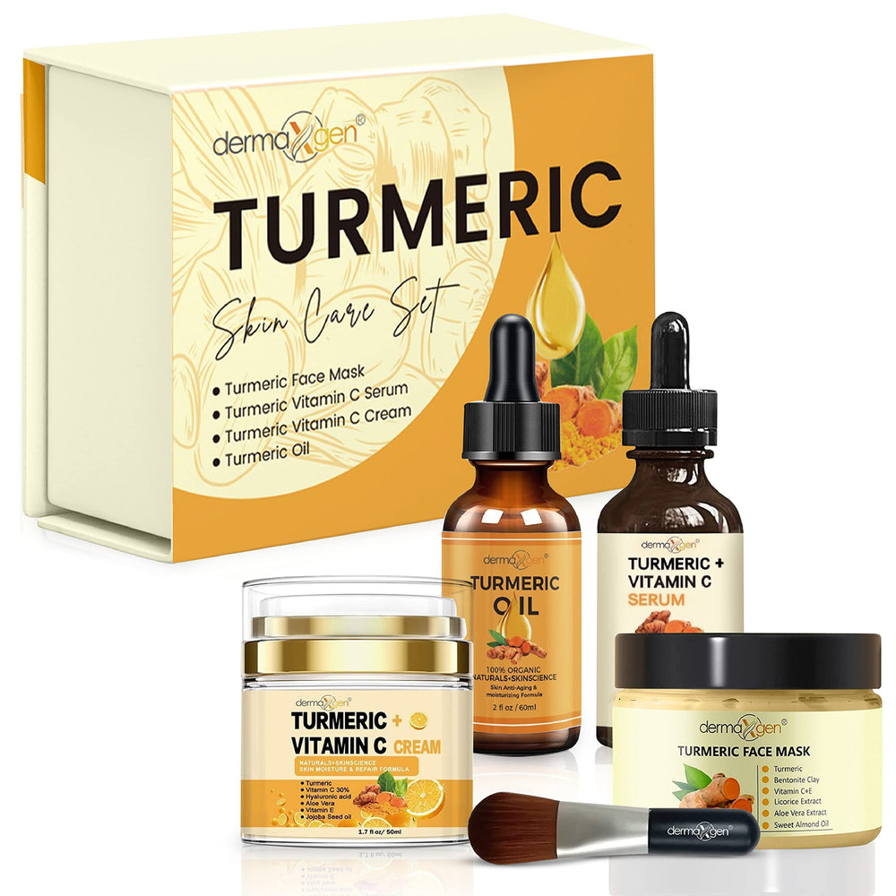 DERMAXGEN Glow Complete Set packshot shows turmeric routine for radiant skin