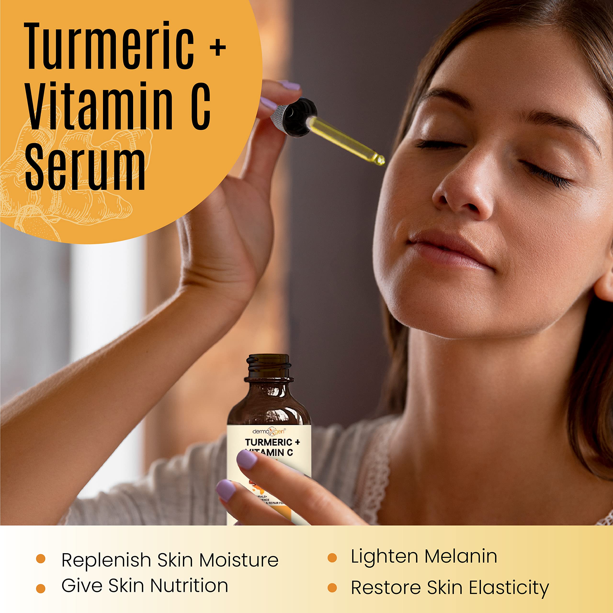 DERMAXGEN Turmeric oil drizzle hints at brightening action