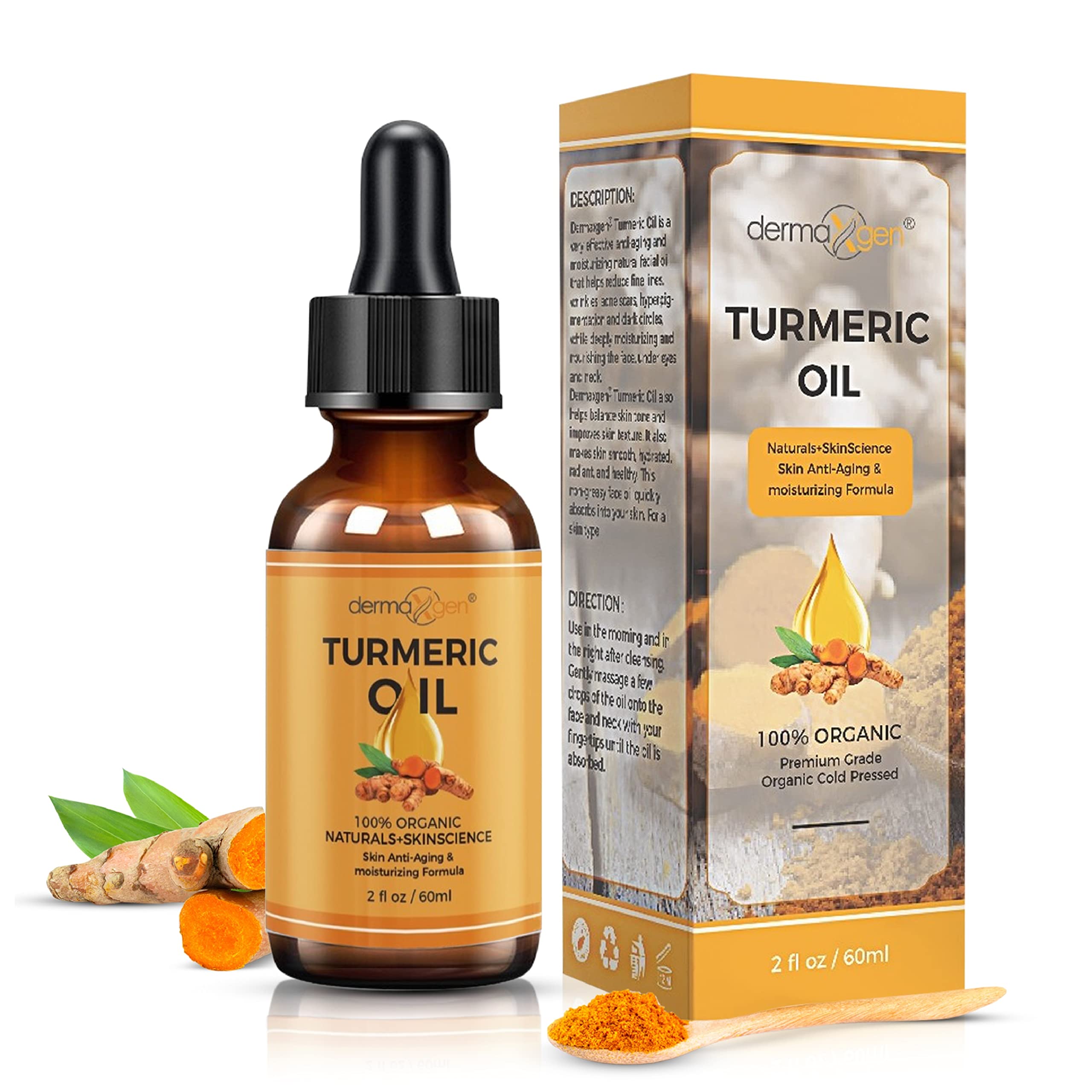 DERMAXGEN turmeric oil glow enhances radiance and even tone.