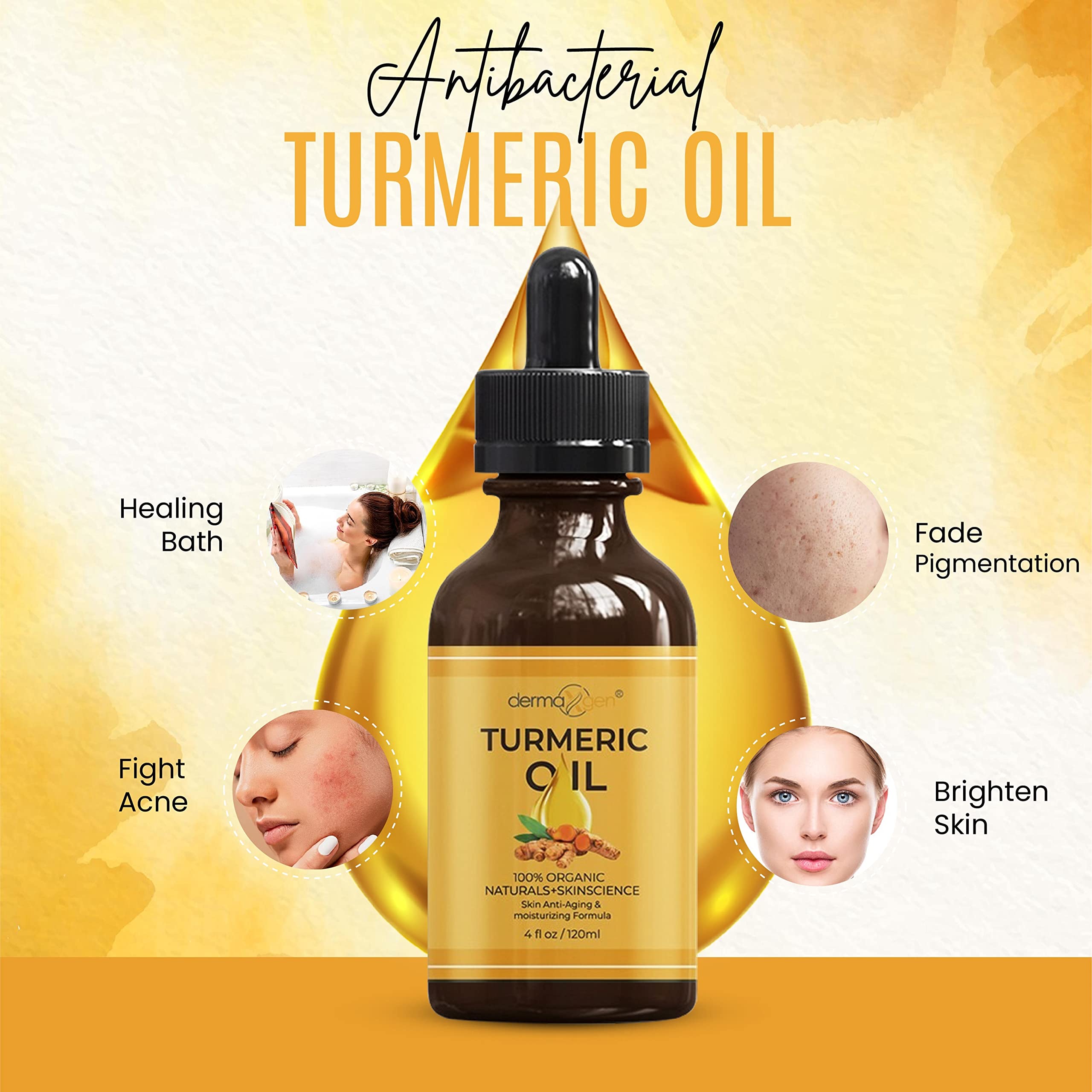 DERMAXGEN Turmeric Oil pump shows easy, precise daily application