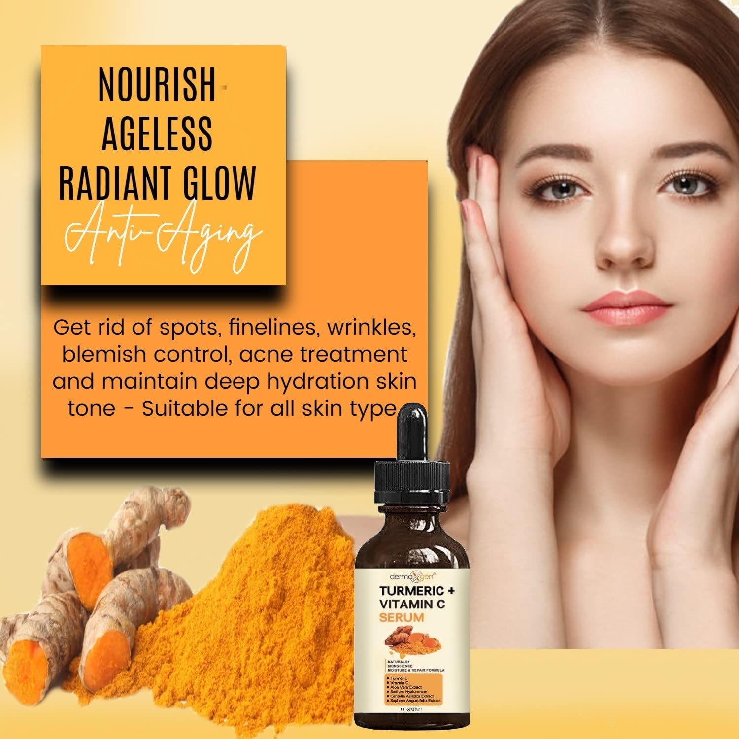 DERMAXGEN Turmeric + Vitamin C Serum seal closeup conveys freshness and secure dosing
