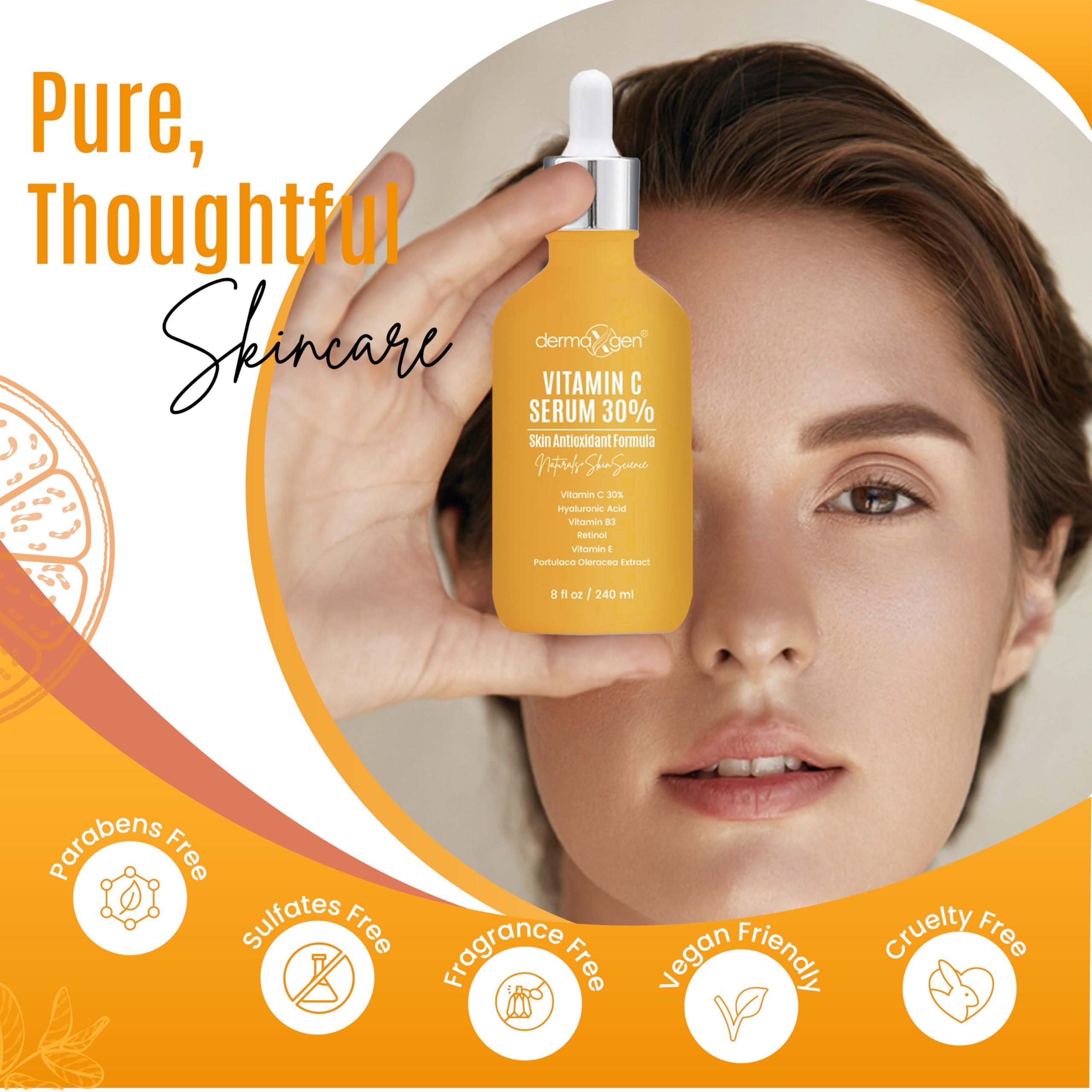DERMAXGEN Vegan hyaluronic acid serum application shot for quick absorption.
