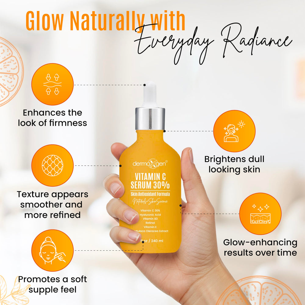 DERMAXGEN Vitamin E and Retinol serum cap-top view indicates nourishing skin renewal.